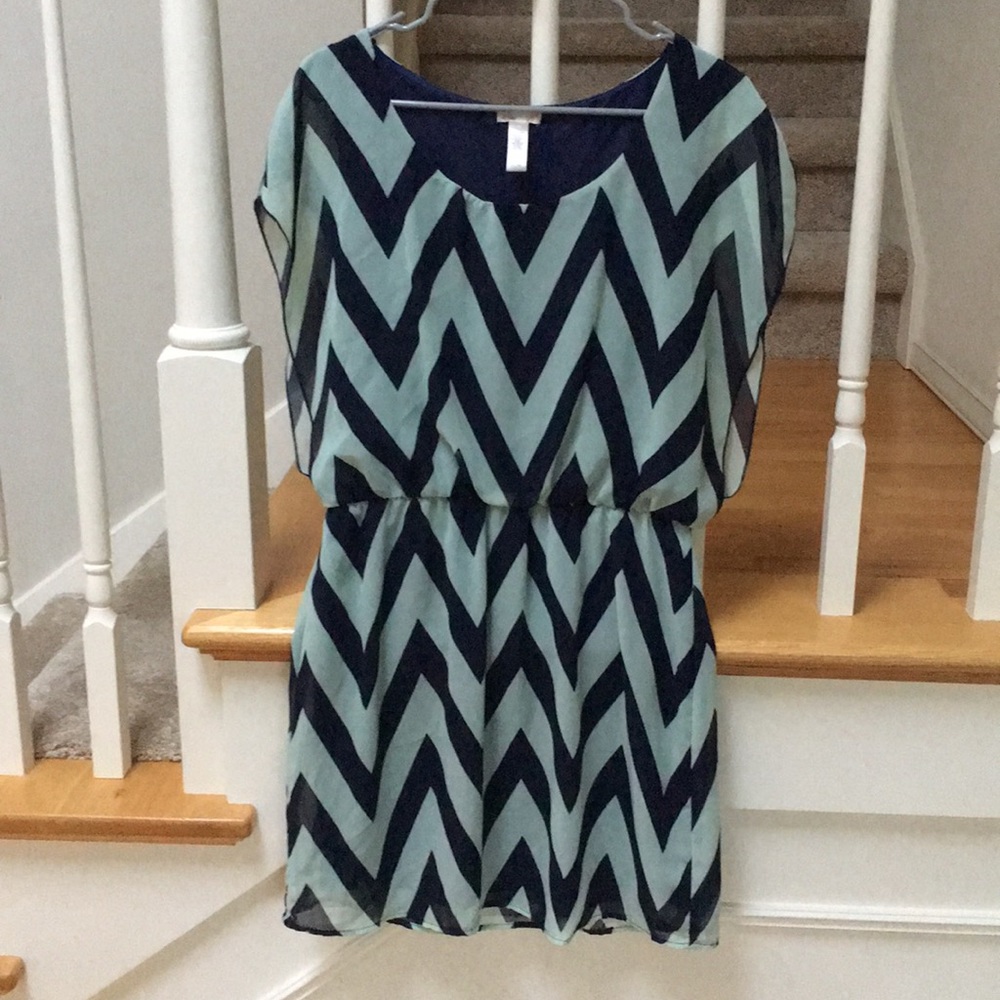 Blue and Teal Chevron Dress